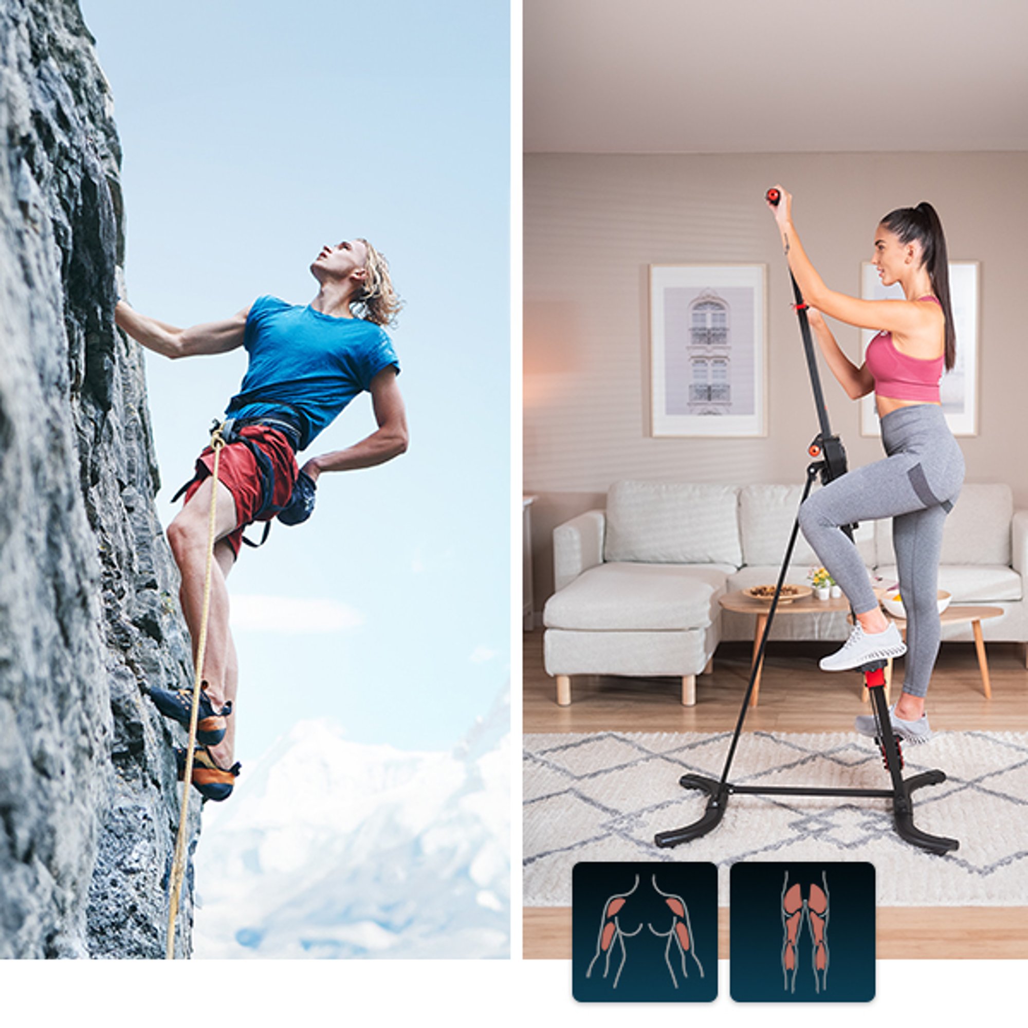 Fitnesstrainer traint op een verticale Climber