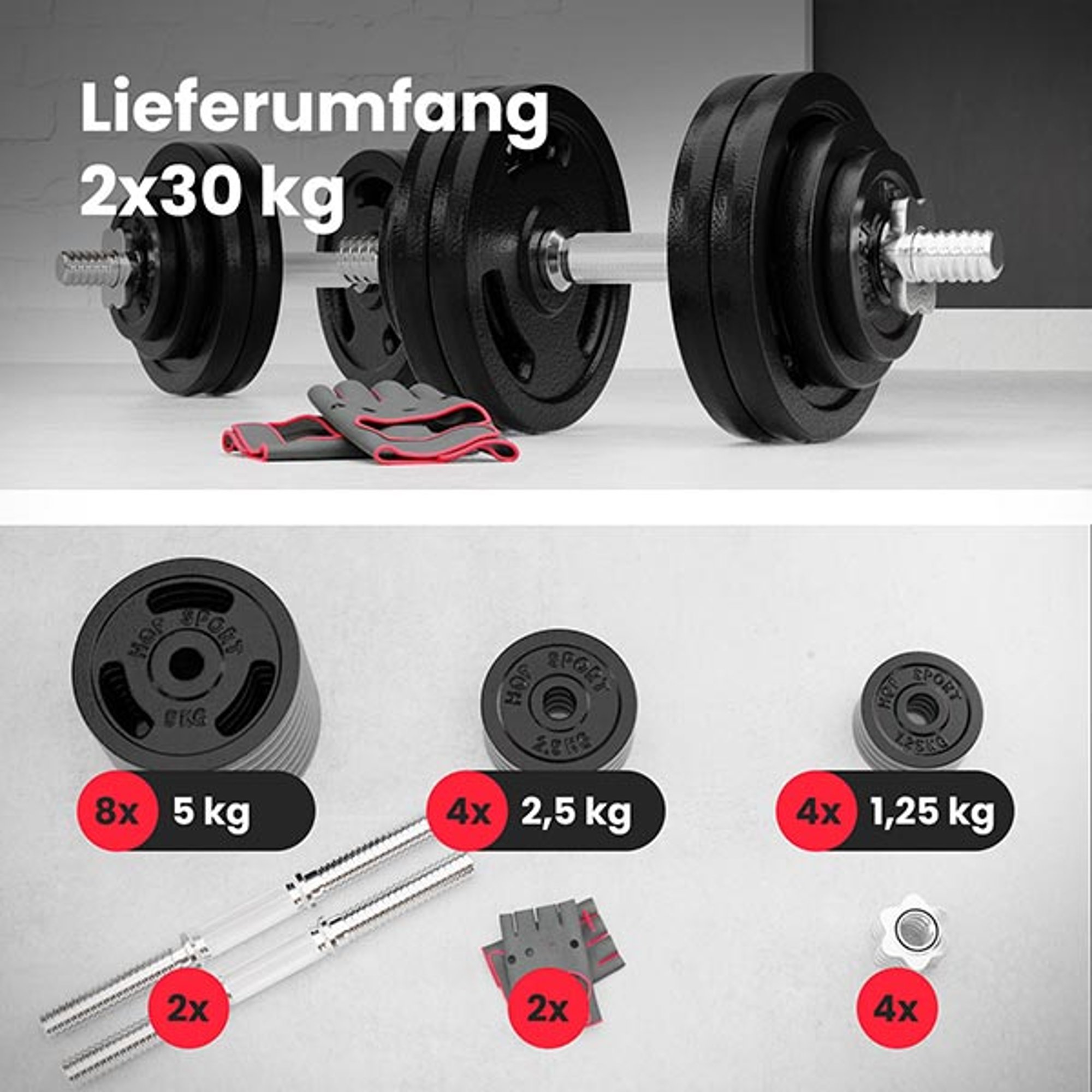 Leveringsomvang van het set 2 x 30 kg