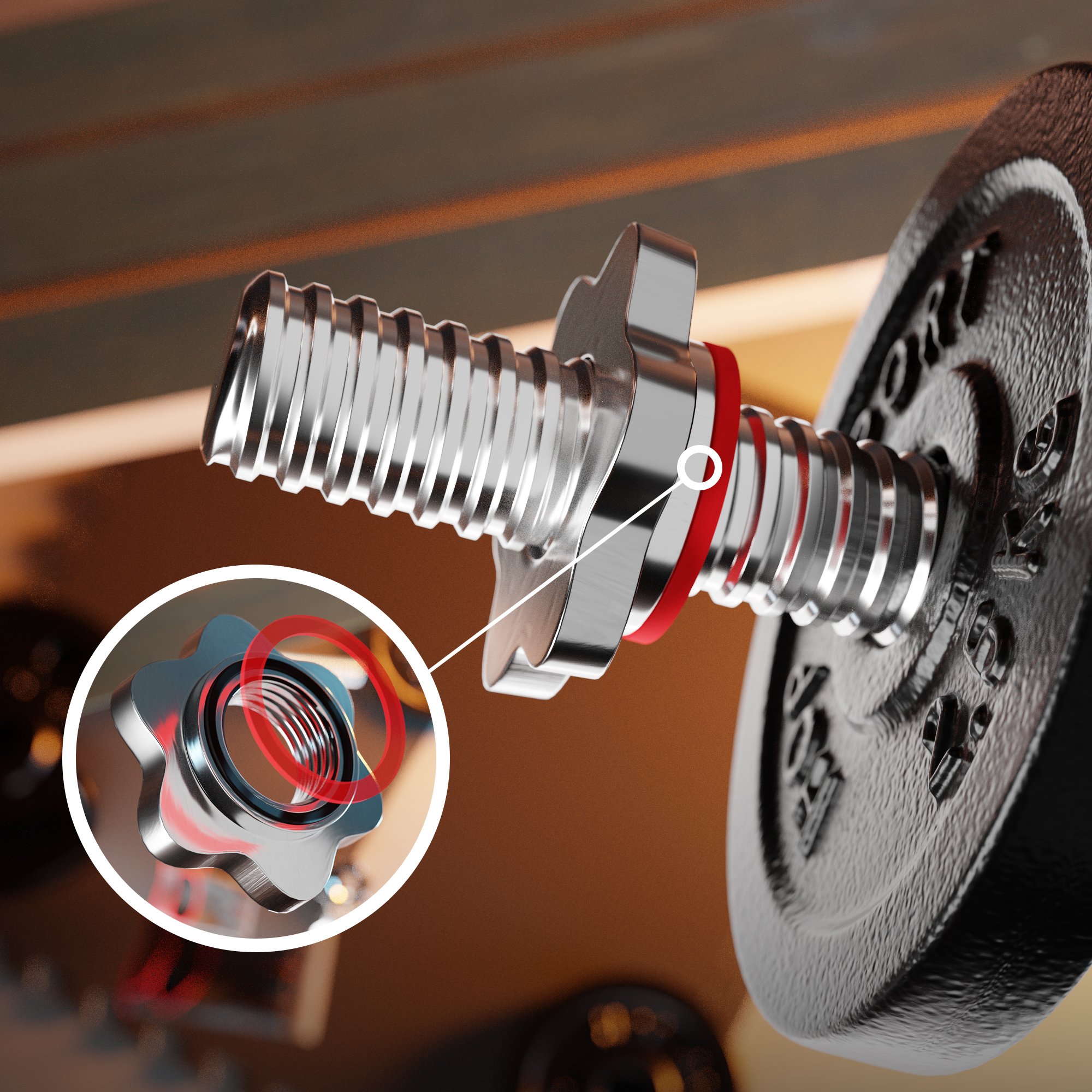 Schroefdraad en stervormige sluiting met rubberen ring