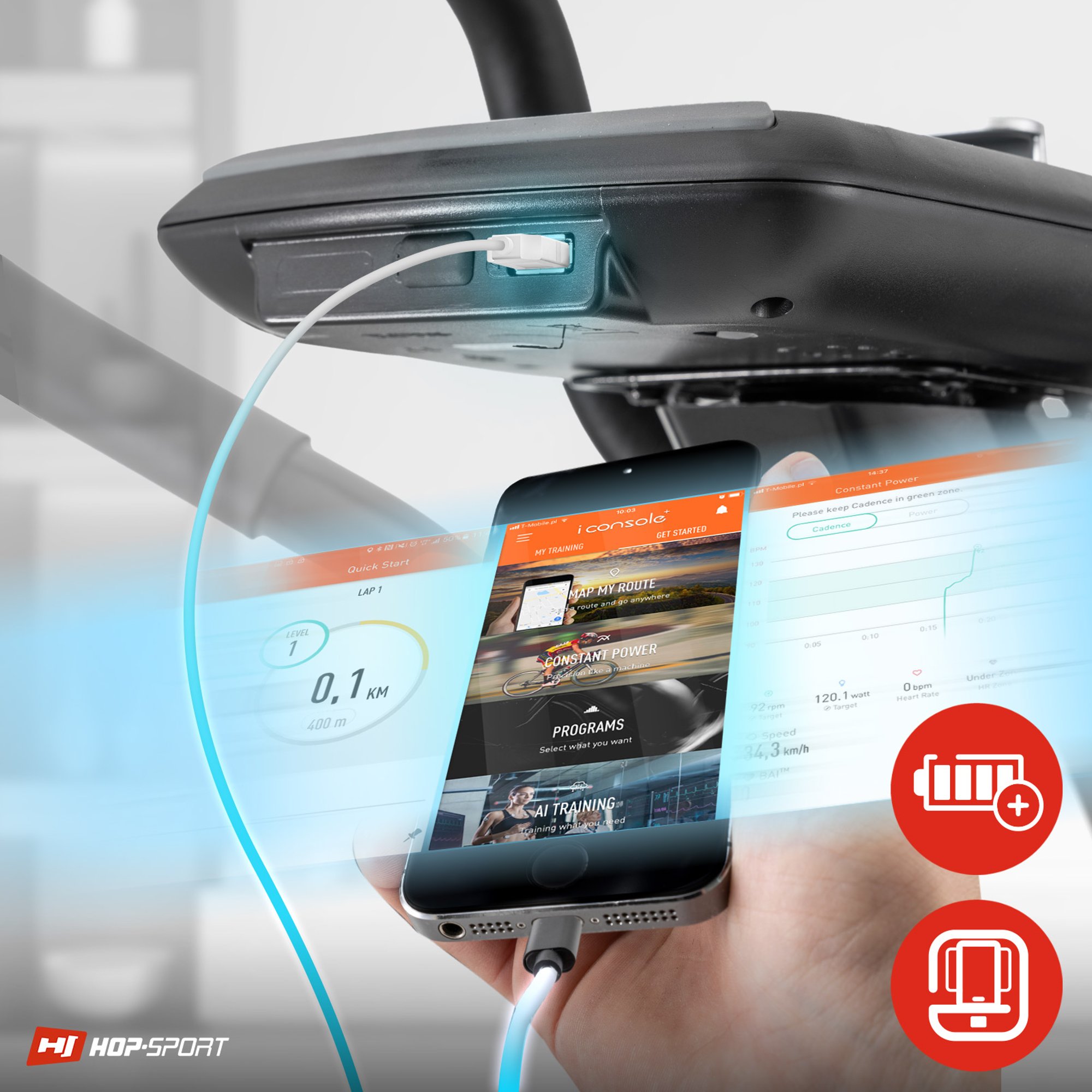 USB-aansluiting bij Crosstrainer HS-060C Blaze