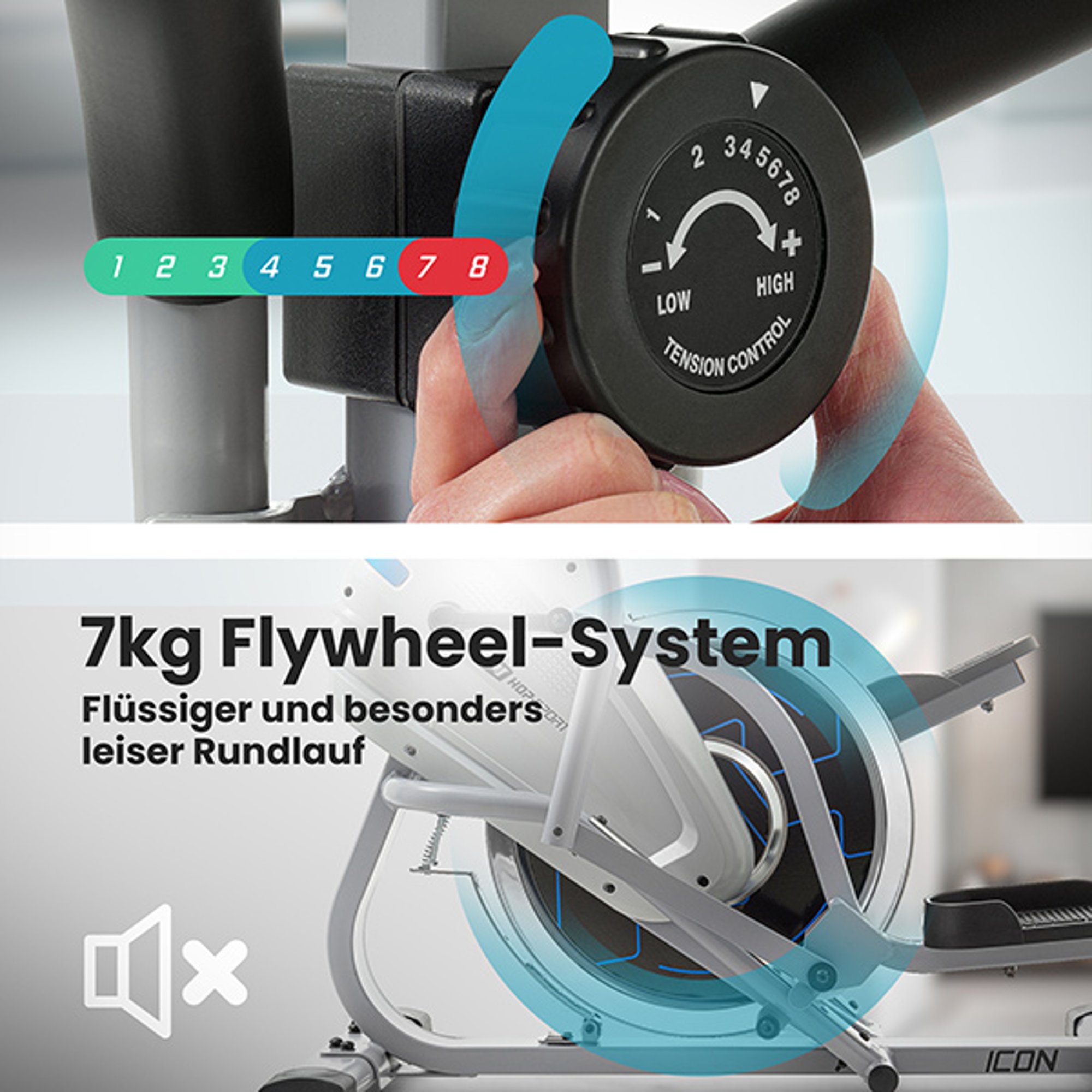 Verstelbaar magnetisch weerstandsysteem met 7 kg vliegwiel