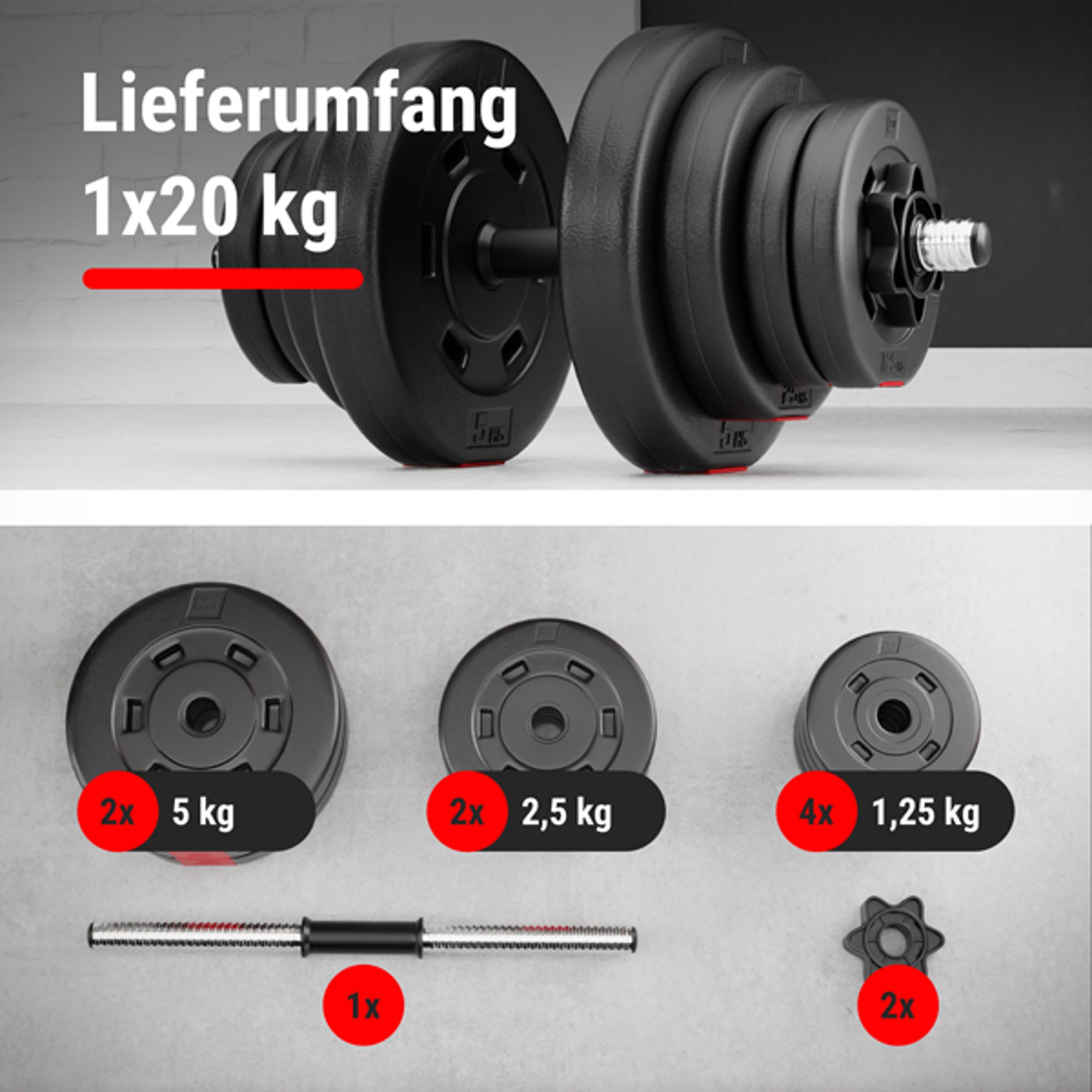 Inhoud van de set 1 x 20 kg