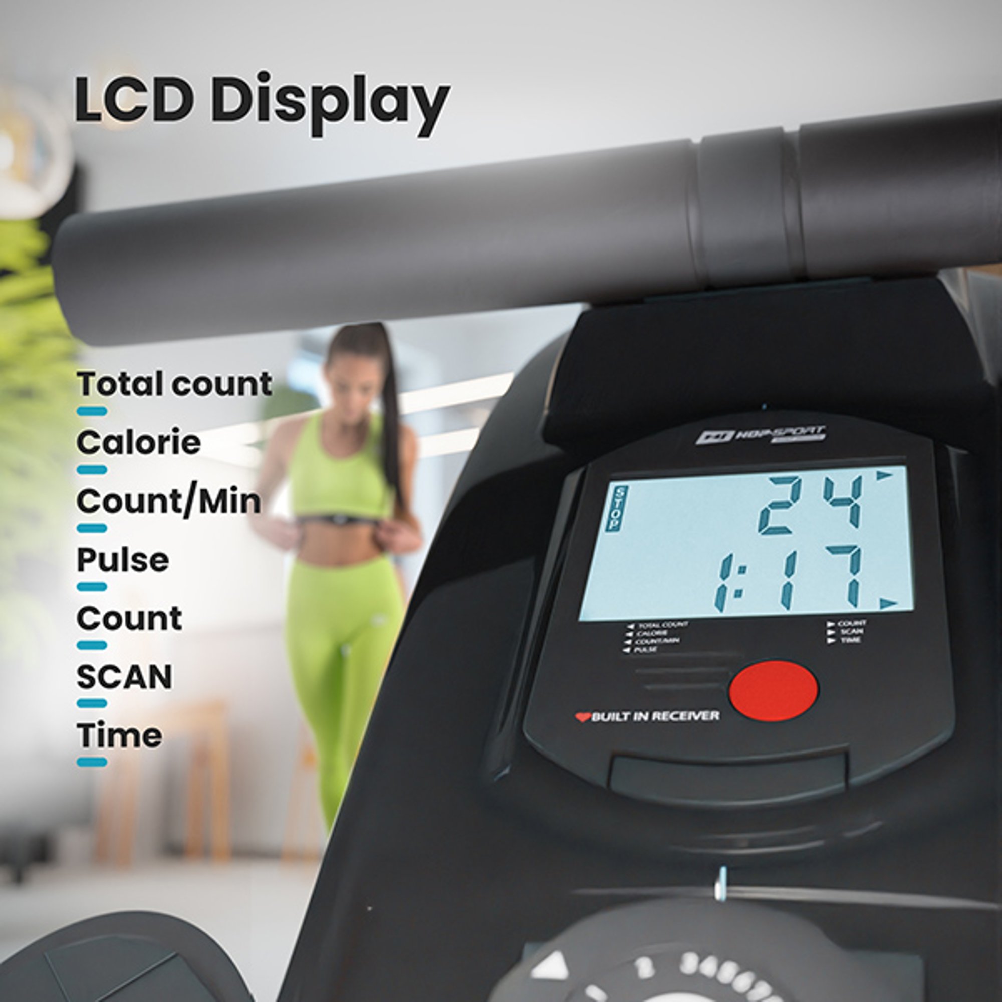 ​Multifunctionele computer is uitgerust met LCD-scherm en de belangrijkste trainingsparameters bij 060R Cross