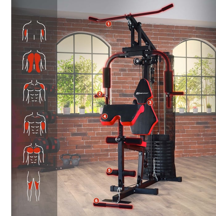 Krachtstation HS-1044K met robuuste staalconstructie en meerdere trainingsopties