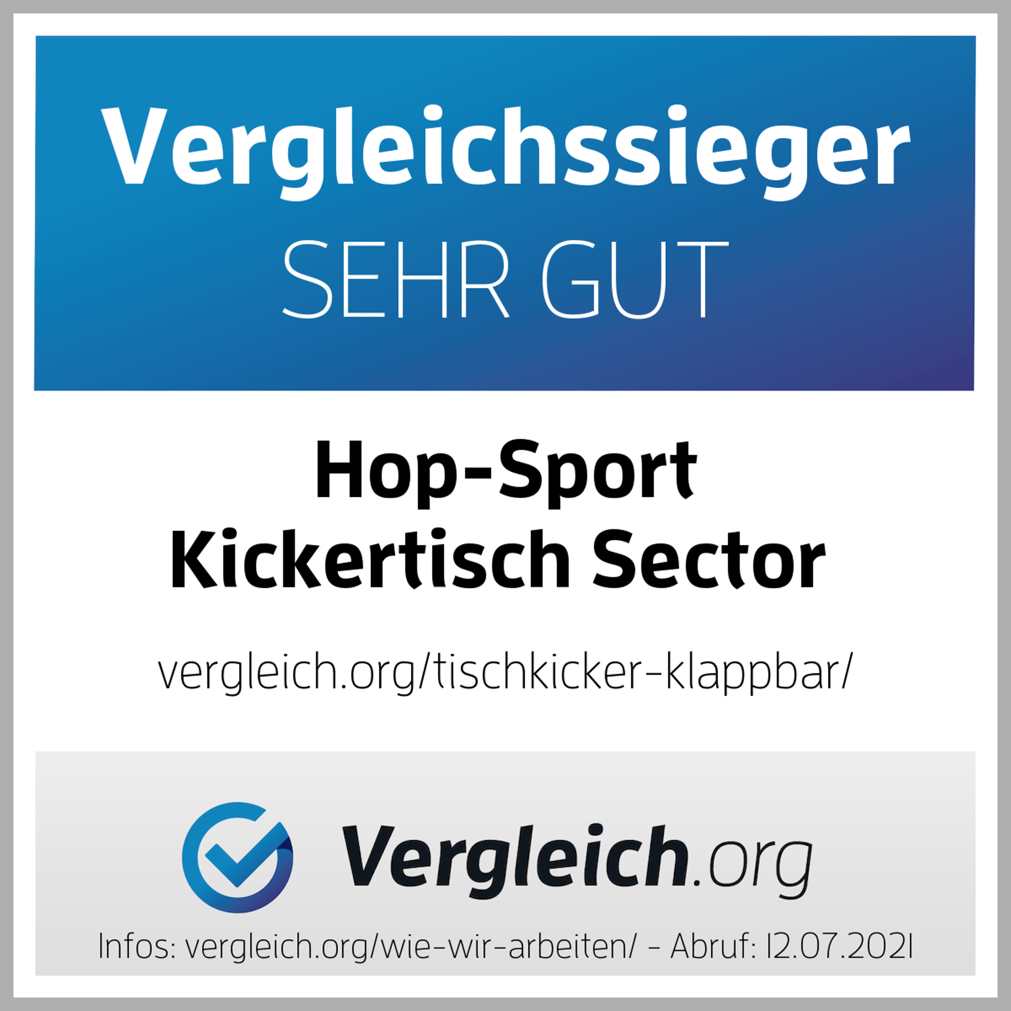Testwinnaar ZEER GOED voor tafelvoetbal Sector van Vergelijk.org