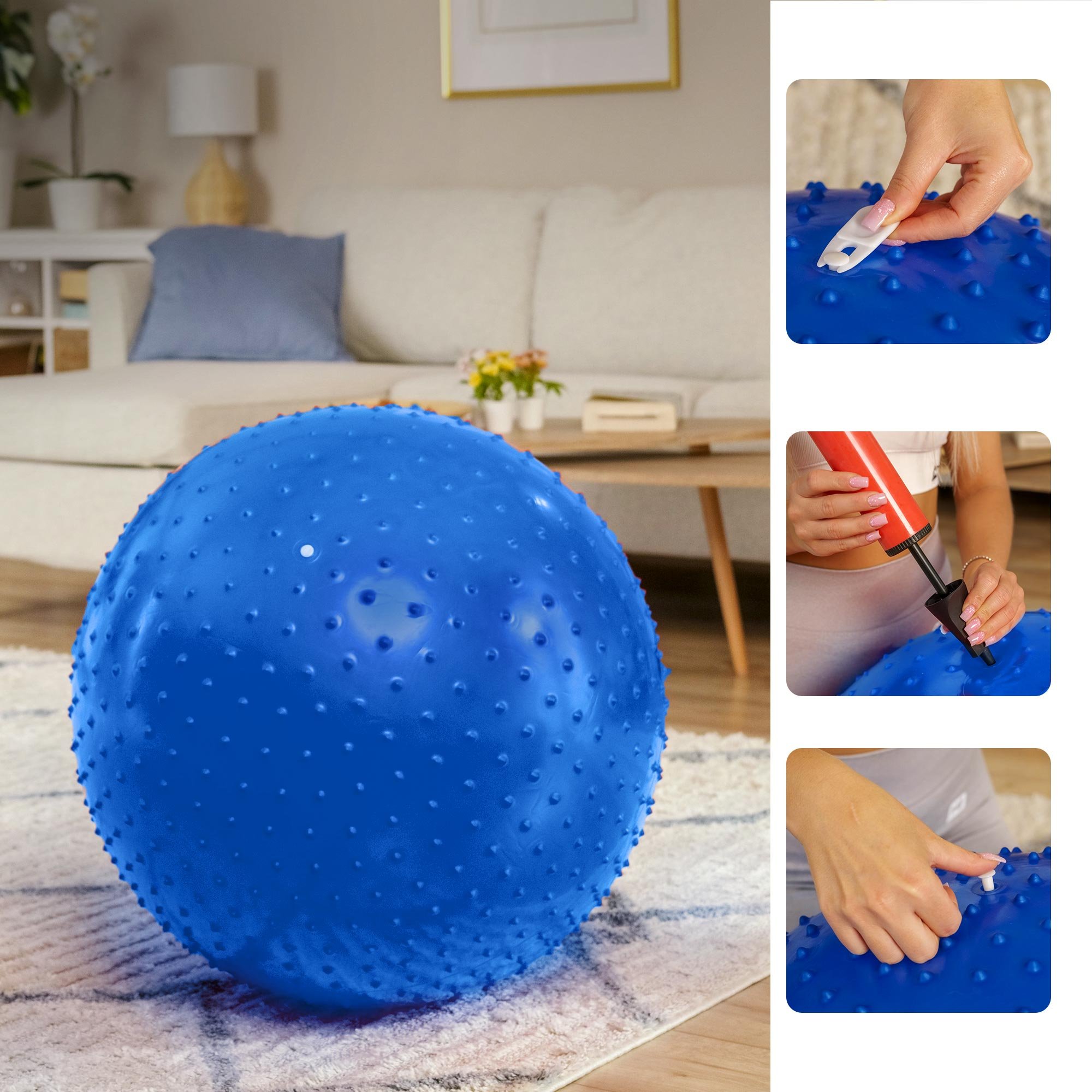 De bal wordt opgepompt blauw