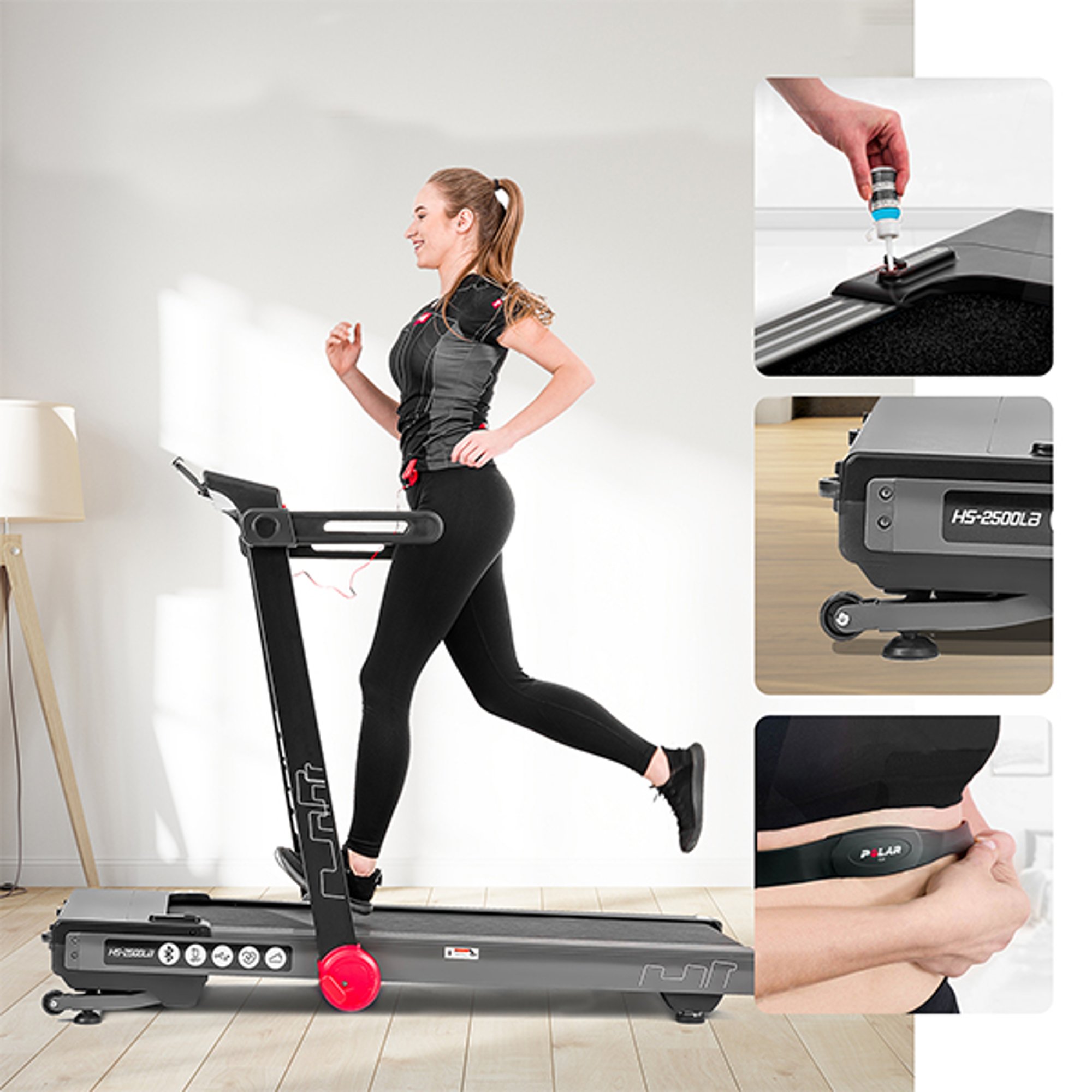 Automatische instelling van de hellingshoek bij loopband HS-2500LB Aspire