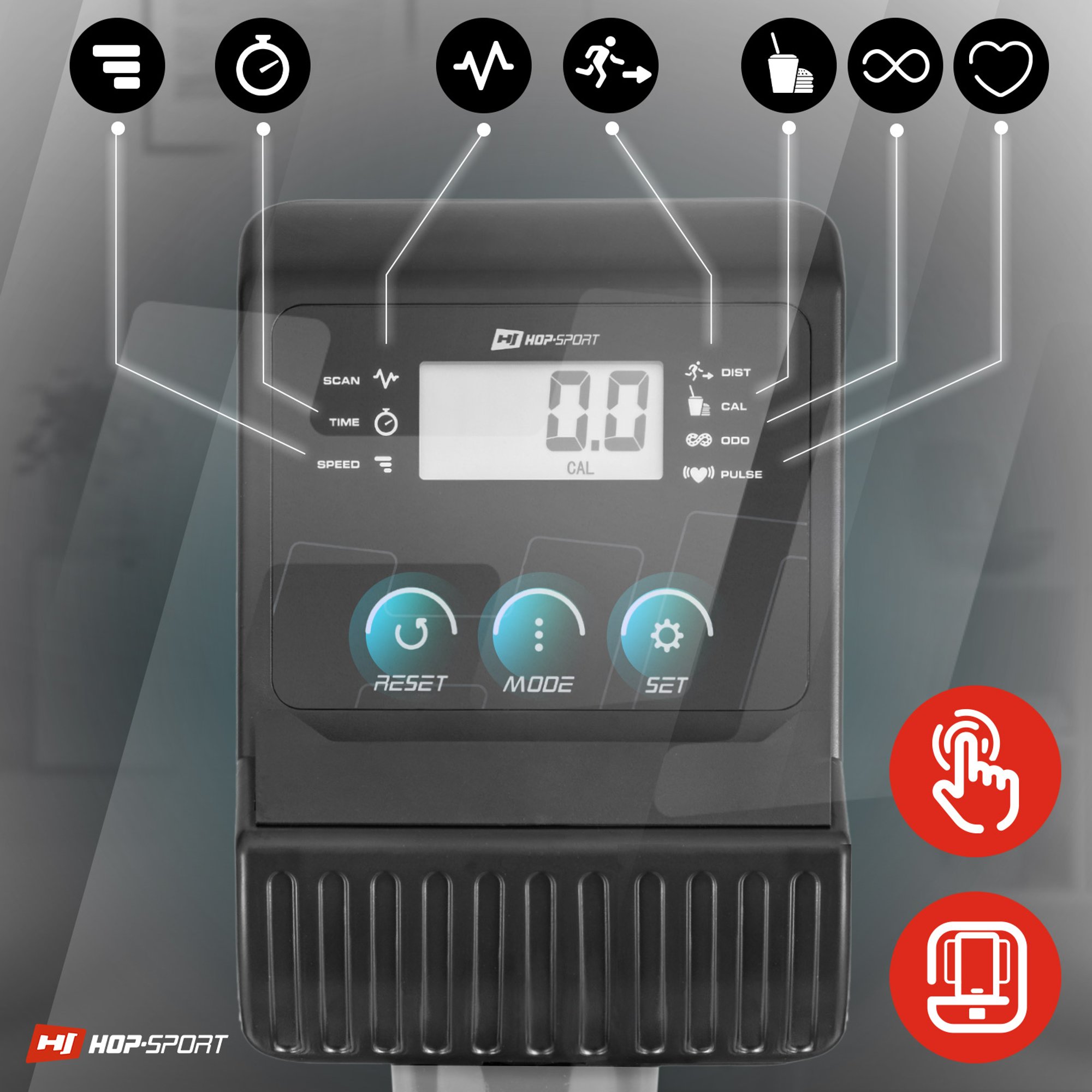 Trainingscomputer met de trainingsparameters