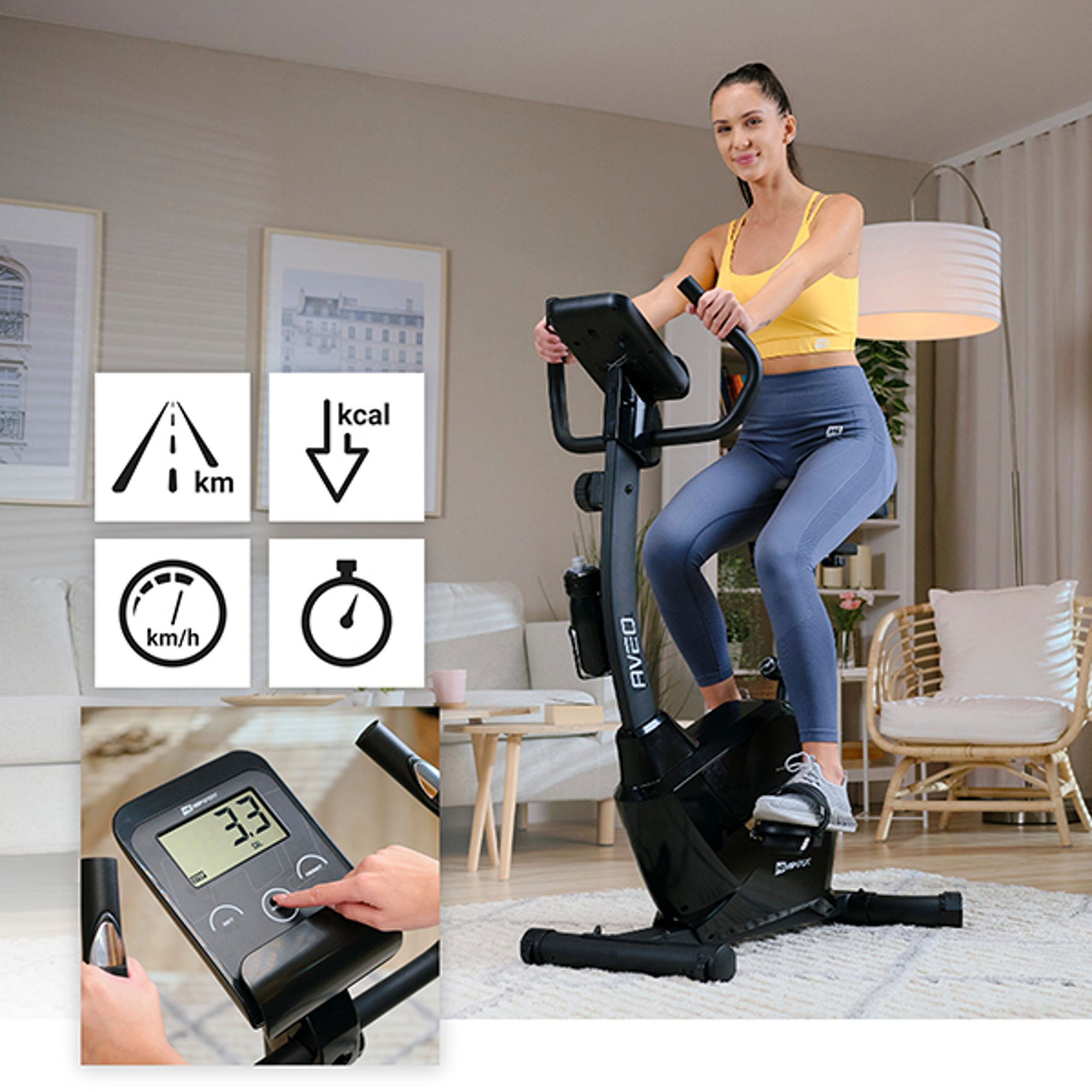 Trainingscomputer met de trainingsparameters