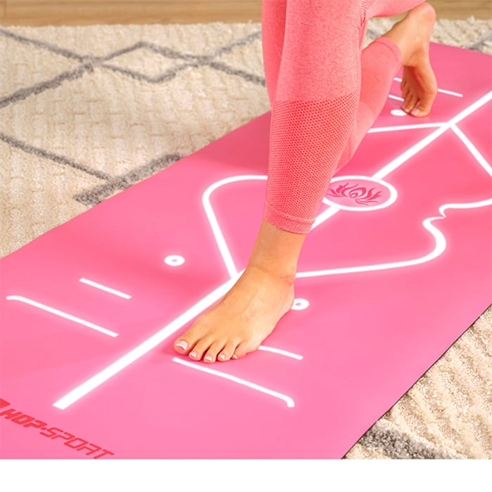 yogamat met uitlijningslijnen