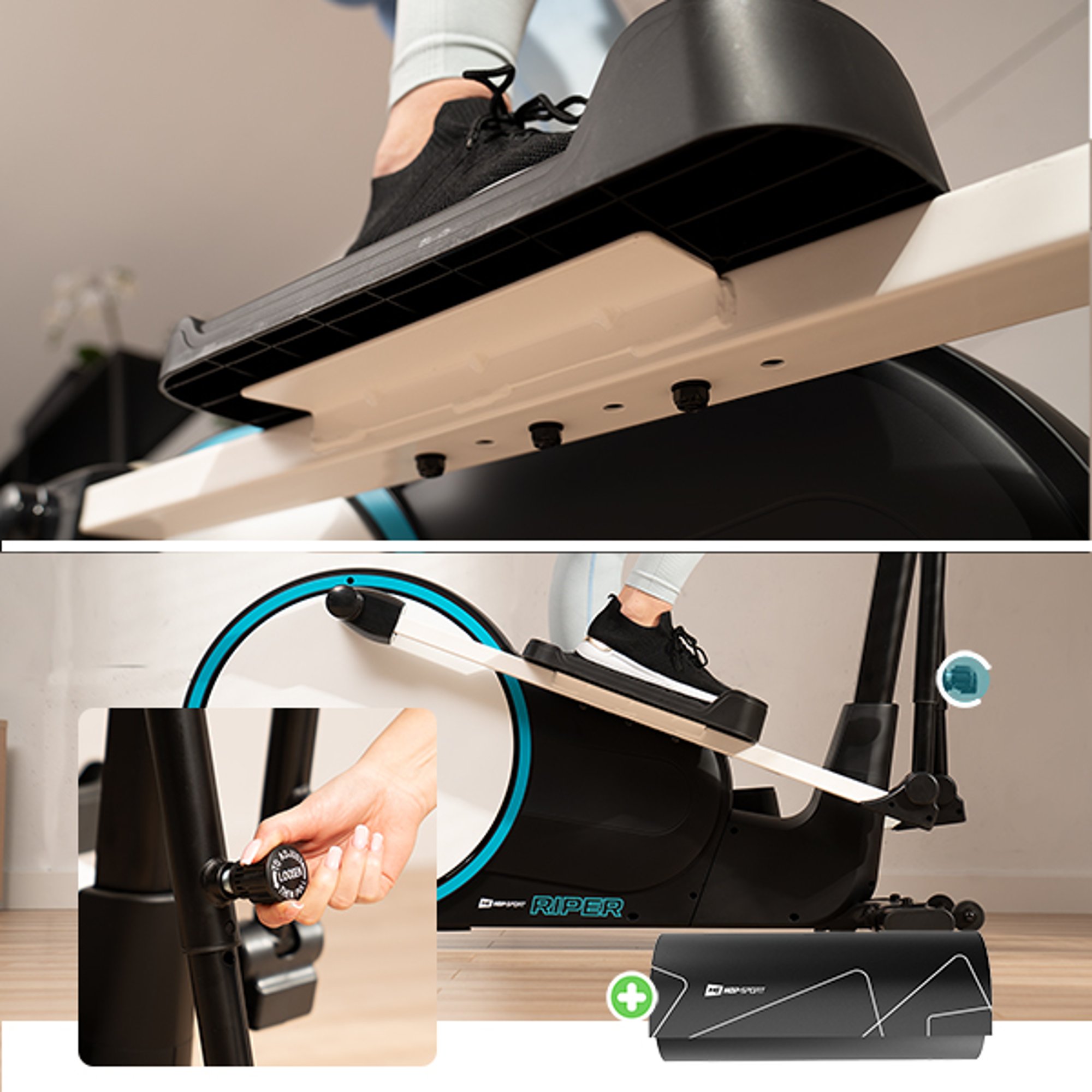 Antislip, in twee stappen verstelbare voetsteunen bij 250C Riper